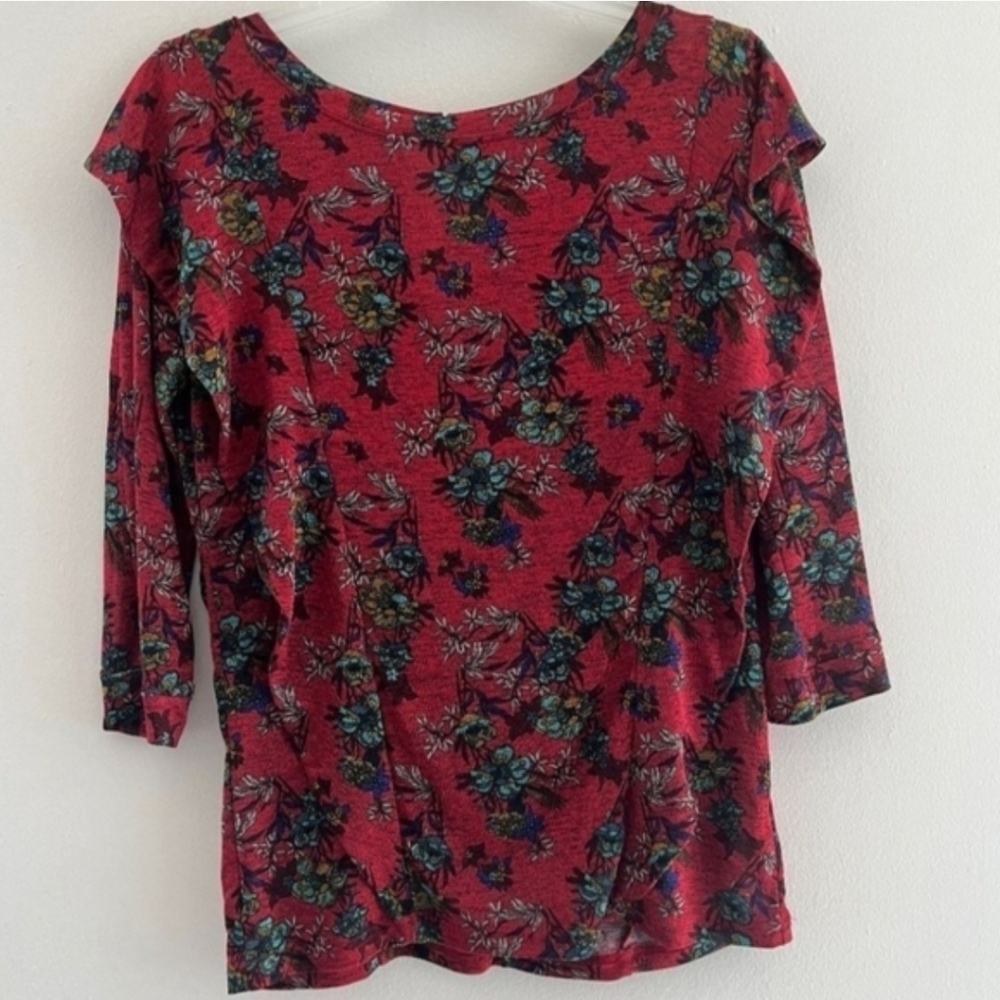 Free People  Women's Top Blouse Size Large Crew Neck Long Sleevse